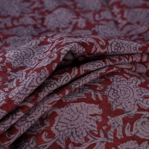 Bagh Hand Block Print Pure Handwoven Merino Wool Natural Dyed Fabric 03
