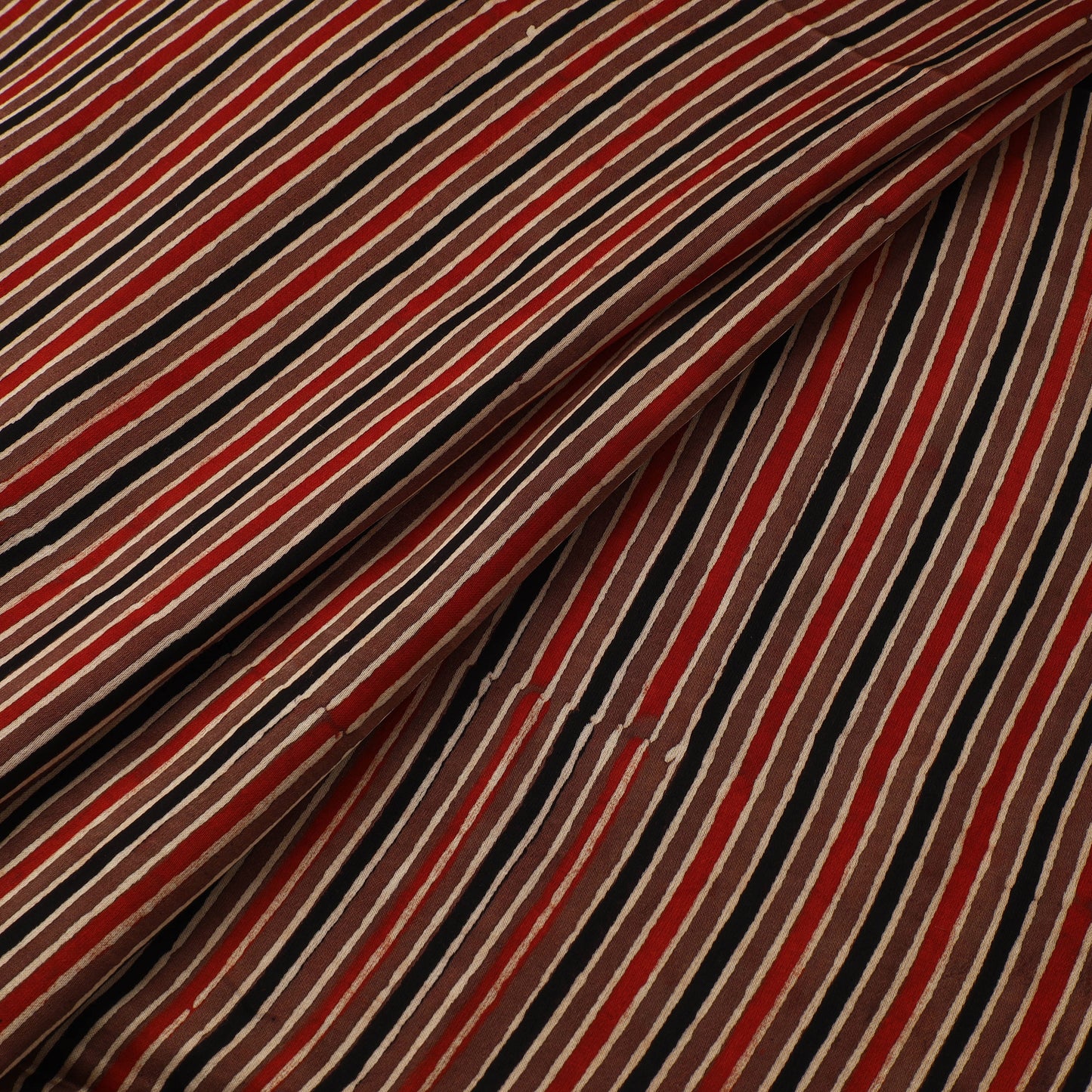 Brown - Ajrakh Hand Block Print Natural Dyed Modal Silk Fabric 42