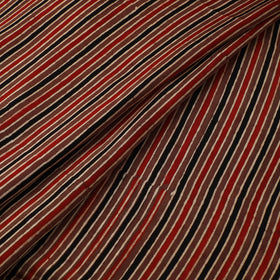 Brown - Ajrakh Hand Block Print Natural Dyed Modal Silk Fabric 42