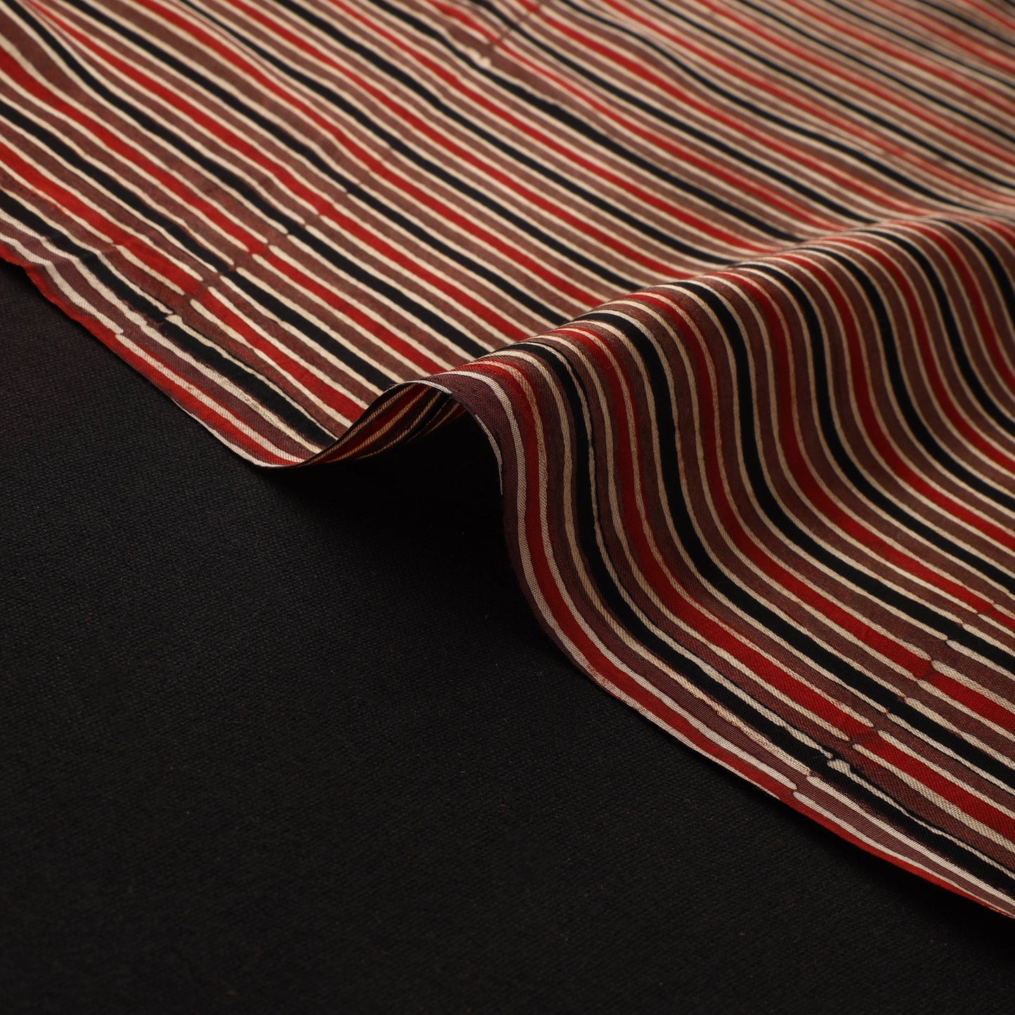 Brown - Ajrakh Hand Block Print Natural Dyed Modal Silk Fabric 42
