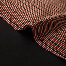 Brown - Ajrakh Hand Block Print Natural Dyed Modal Silk Fabric 42