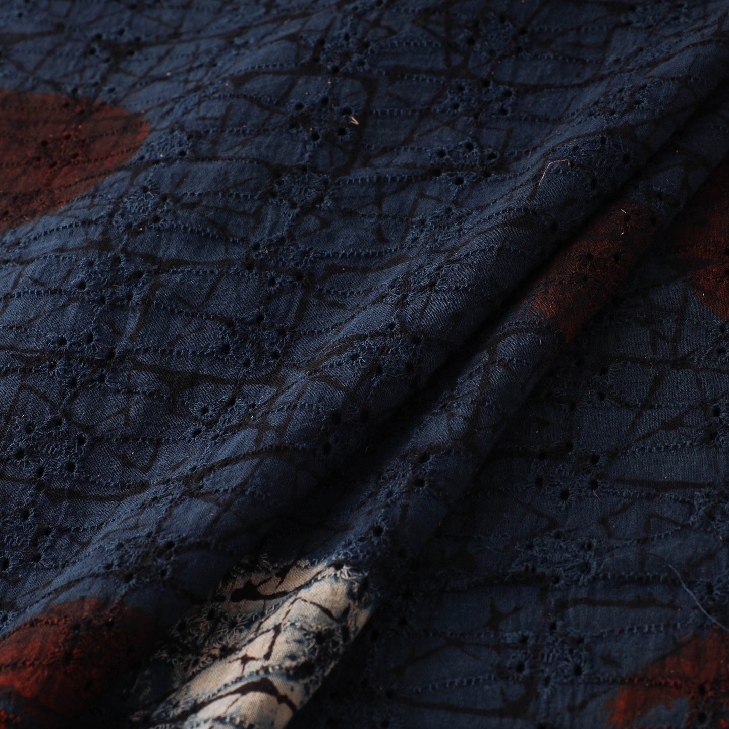Natural Dyed Ajrakh Hand Block Print Cotton Hakoba Fabric 56