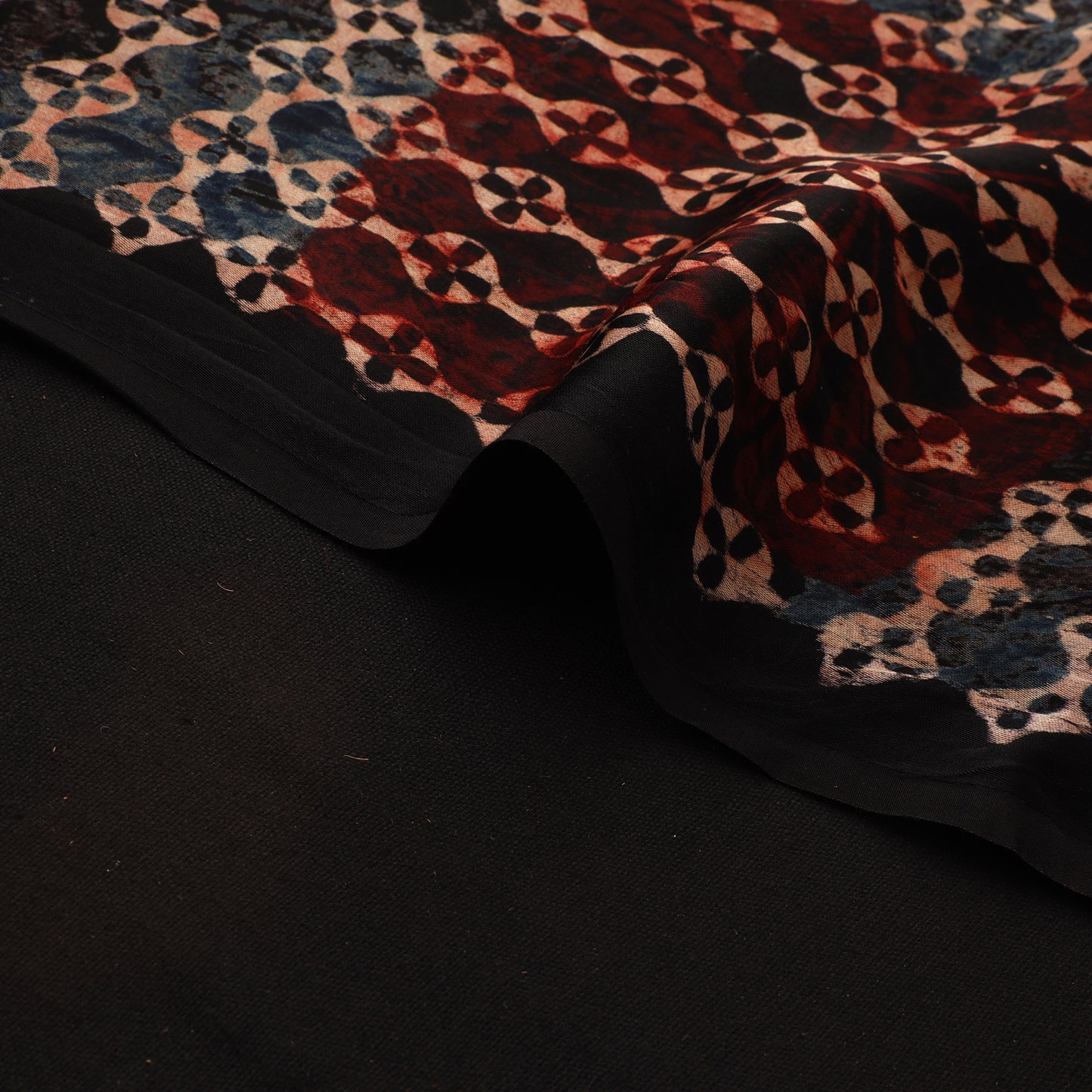 Ajrakh Hand Block Print Natural Dyed Modal Silk Fabric 43
