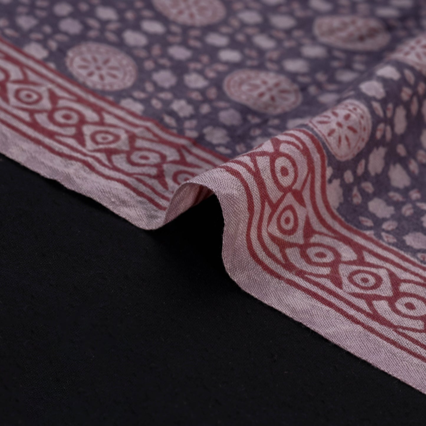 Bagh Hand Block Print Pure Handwoven Merino Wool Natural Dyed Fabric 04