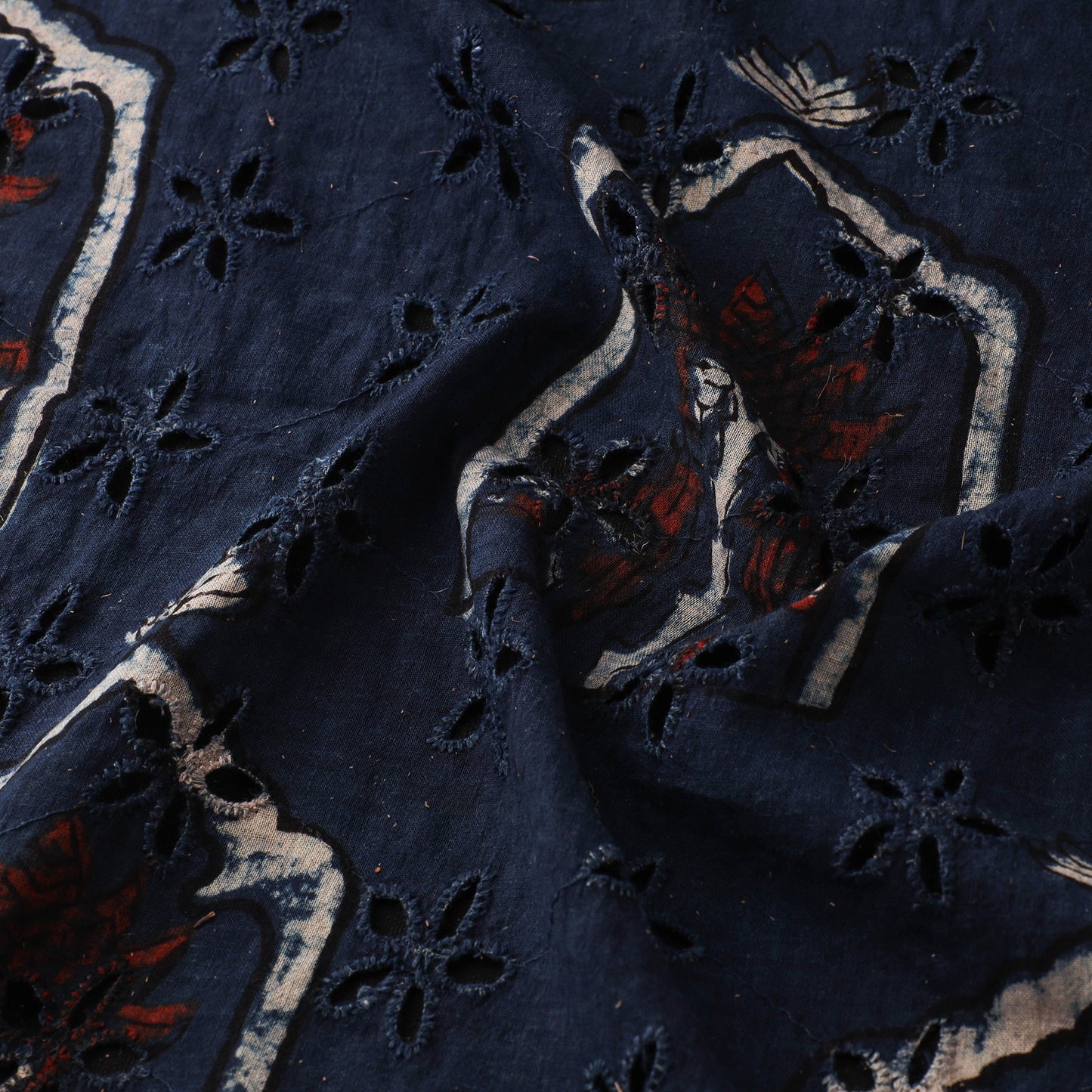 Natural Dyed Ajrakh Hand Block Print Cotton Hakoba Fabric 58