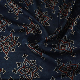 Blue - Ajrakh Hand Block Print Natural Dyed Modal Silk Fabric 48