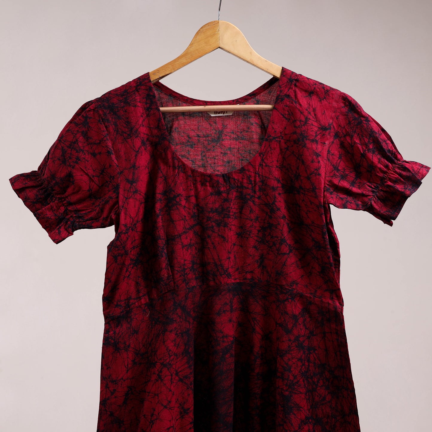 Red - flared cotton batik dress 10 - handcrafted
