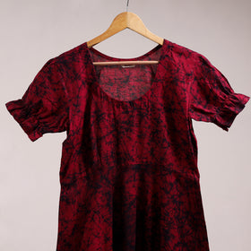 Red - flared cotton batik dress 10 - handcrafted