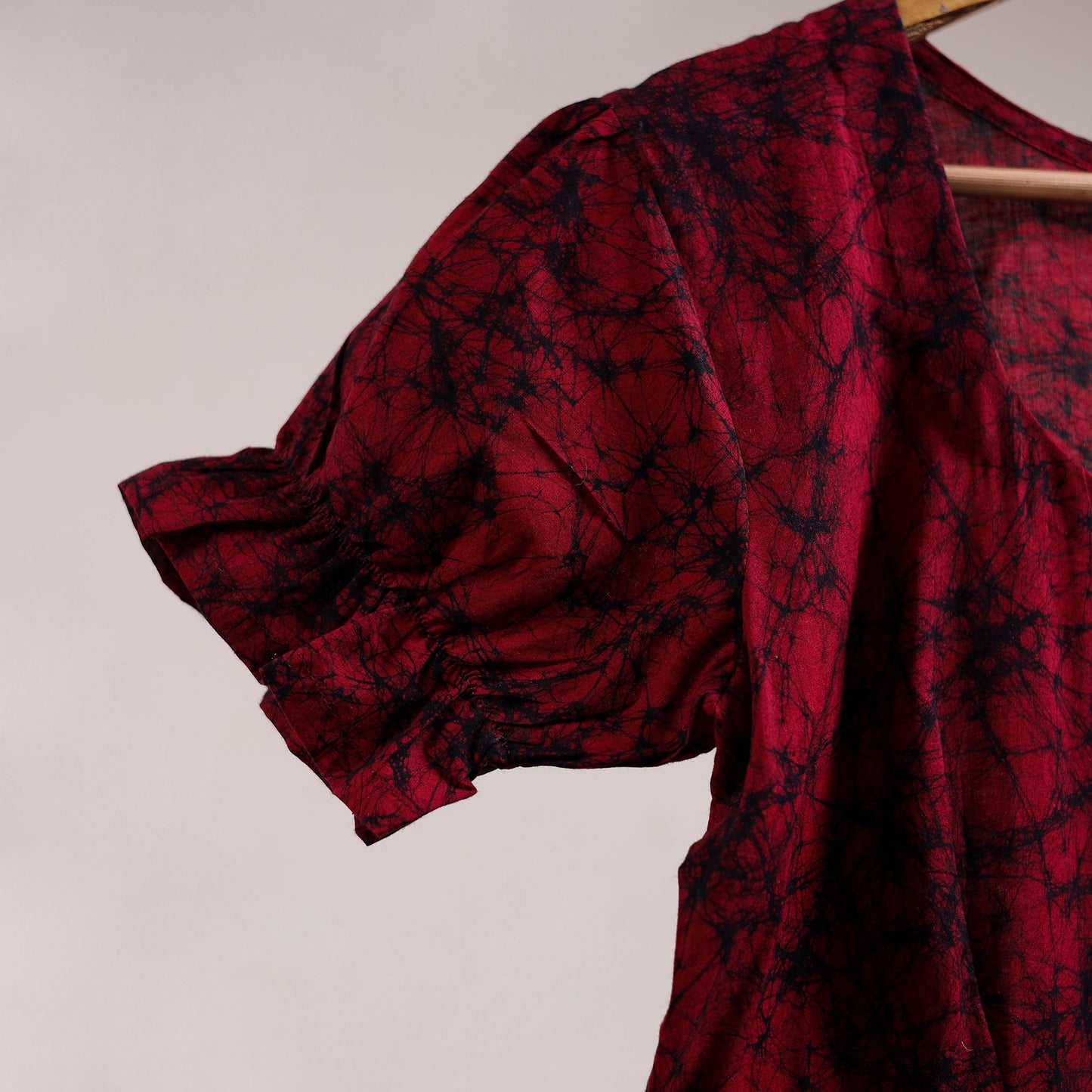 Red - flared cotton batik dress 10 - handcrafted