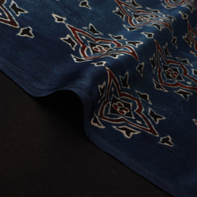 Blue - Ajrakh Hand Block Print Natural Dyed Modal Silk Fabric 48