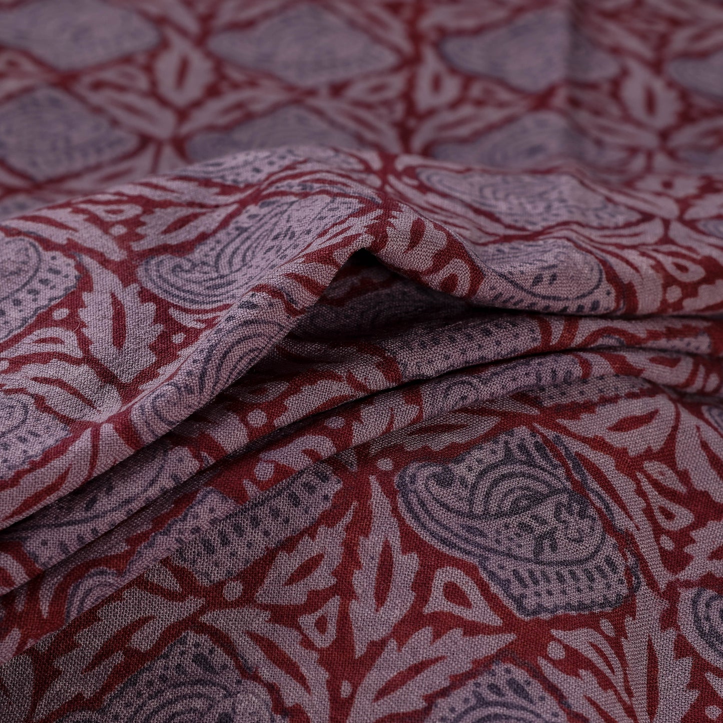 Bagh Hand Block Print Pure Handwoven Merino Wool Natural Dyed Fabric 06