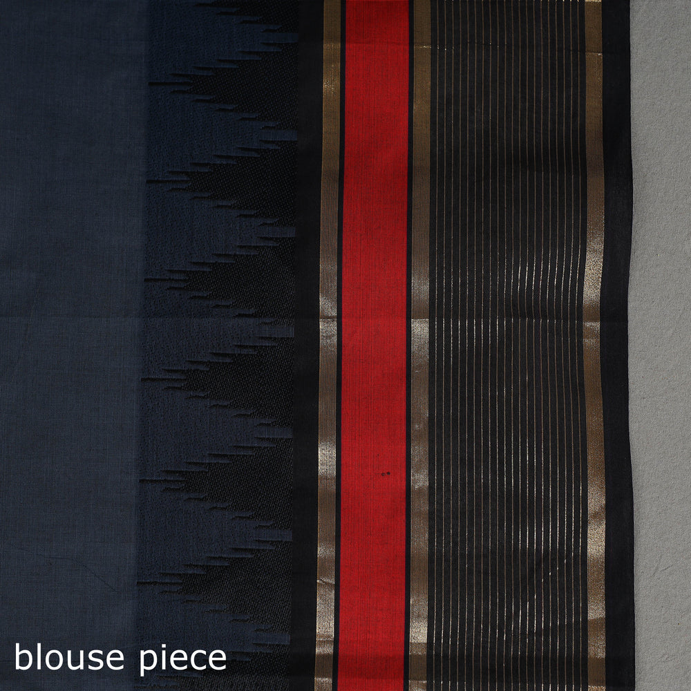 Blue - Kanchipuram Cotton Saree with Buti & Thread Border 36