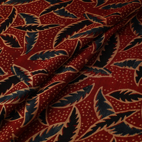 Red - Ajrakh Hand Block Print Natural Dyed Modal Silk Fabric 49