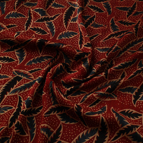Red - Ajrakh Hand Block Print Natural Dyed Modal Silk Fabric 49