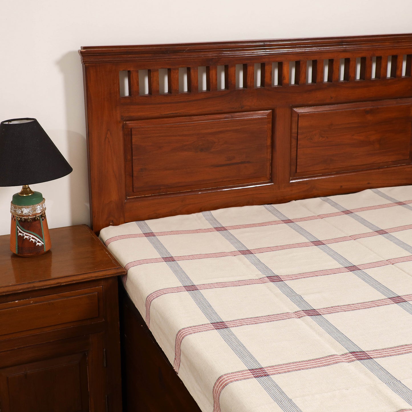 Handloom Cotton Single Bedsheet (90 x 60 in) 222