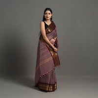 Brown - Kanchipuram Cotton Saree with Buti & Thread Border 35