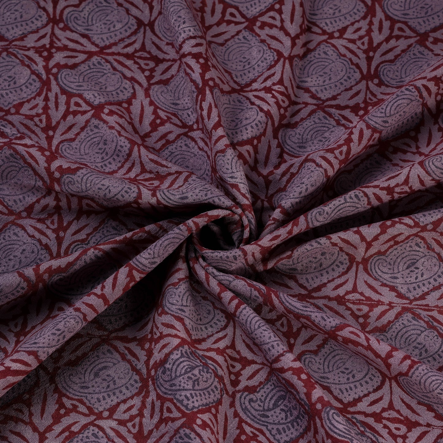 Bagh Hand Block Print Pure Handwoven Merino Wool Natural Dyed Fabric 06