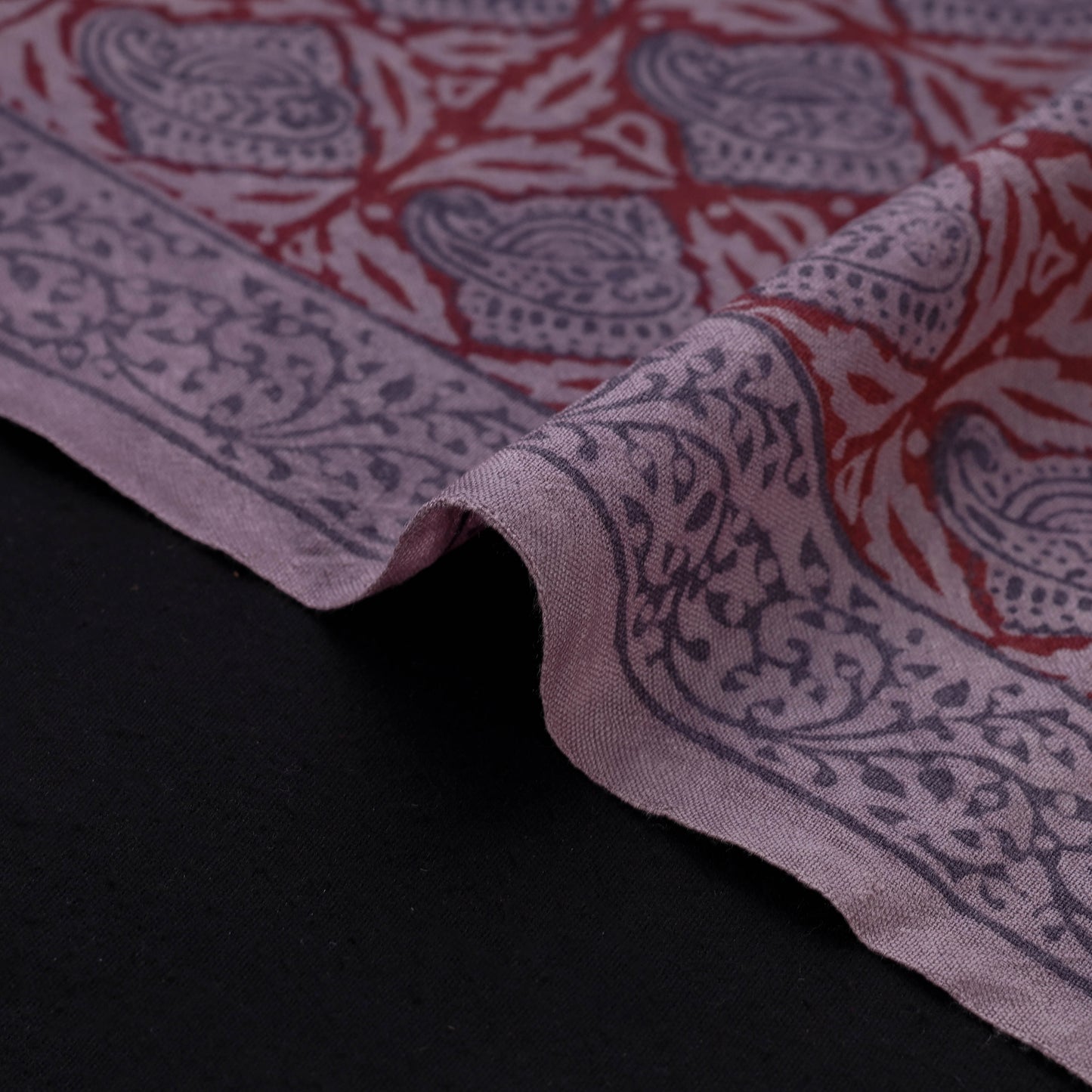 Bagh Hand Block Print Pure Handwoven Merino Wool Natural Dyed Fabric 06