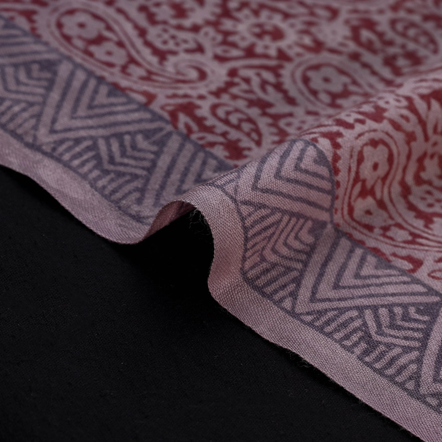 Bagh Hand Block Print Pure Handwoven Merino Wool Natural Dyed Fabric 07