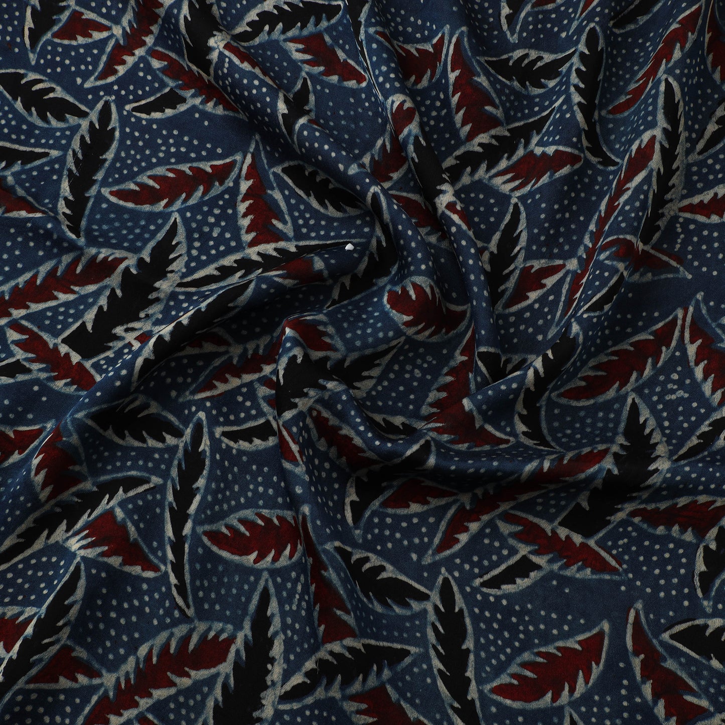 Ajrakh Hand Block Print Natural Dyed Modal Silk Fabric 51