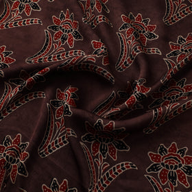 Brown - Ajrakh Hand Block Print Natural Dyed Modal Silk Fabric 52
