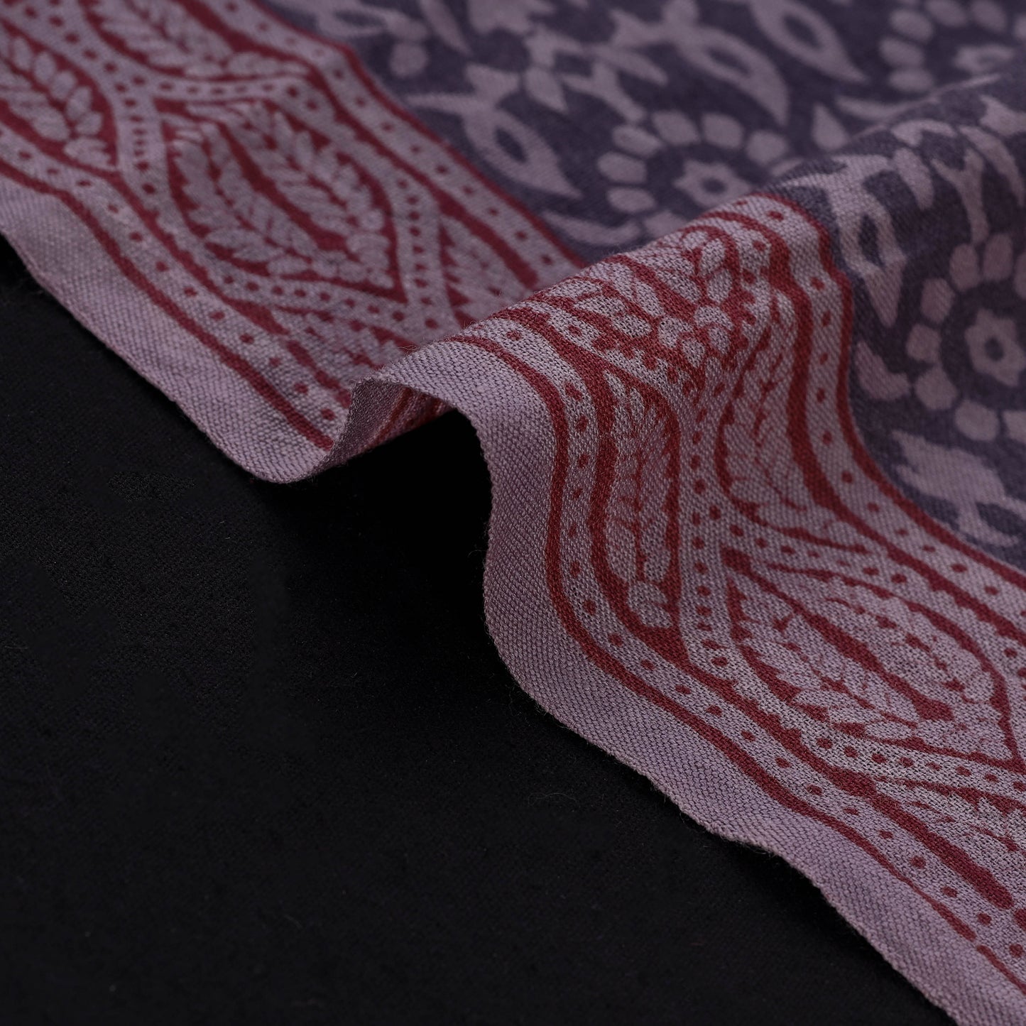 Bagh Hand Block Print Pure Handwoven Merino Wool Natural Dyed Fabric 08