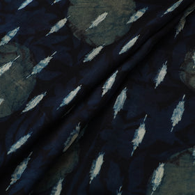 Blue - Ajrakh Hand Block Print Natural Dyed Modal Silk Fabric 53