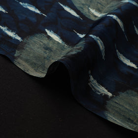 Blue - Ajrakh Hand Block Print Natural Dyed Modal Silk Fabric 53