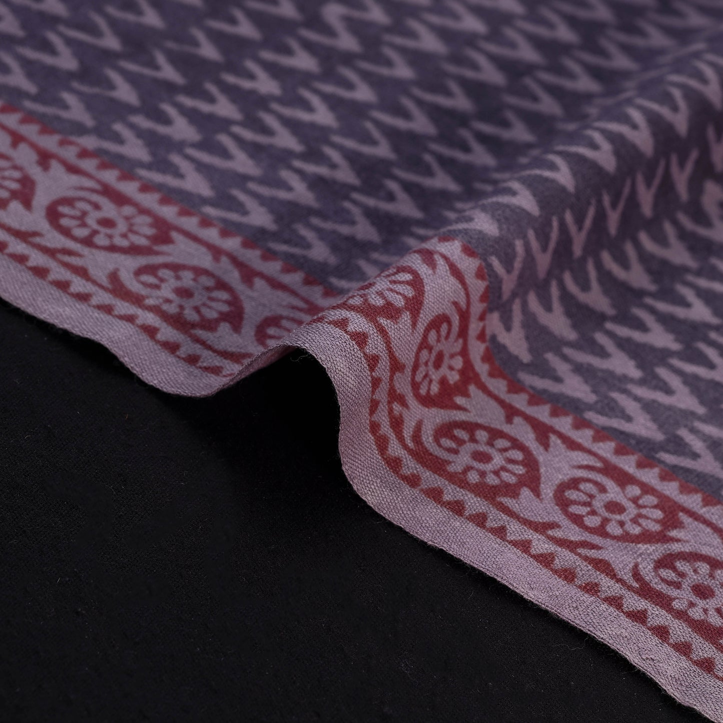 Bagh Hand Block Print Pure Handwoven Merino Wool Natural Dyed Fabric 10