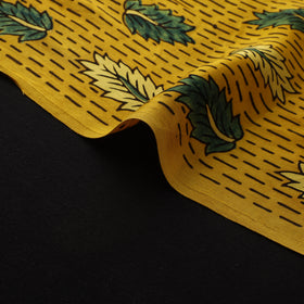 Yellow - Ajrakh Hand Block Print Natural Dyed Modal Silk Fabric 54