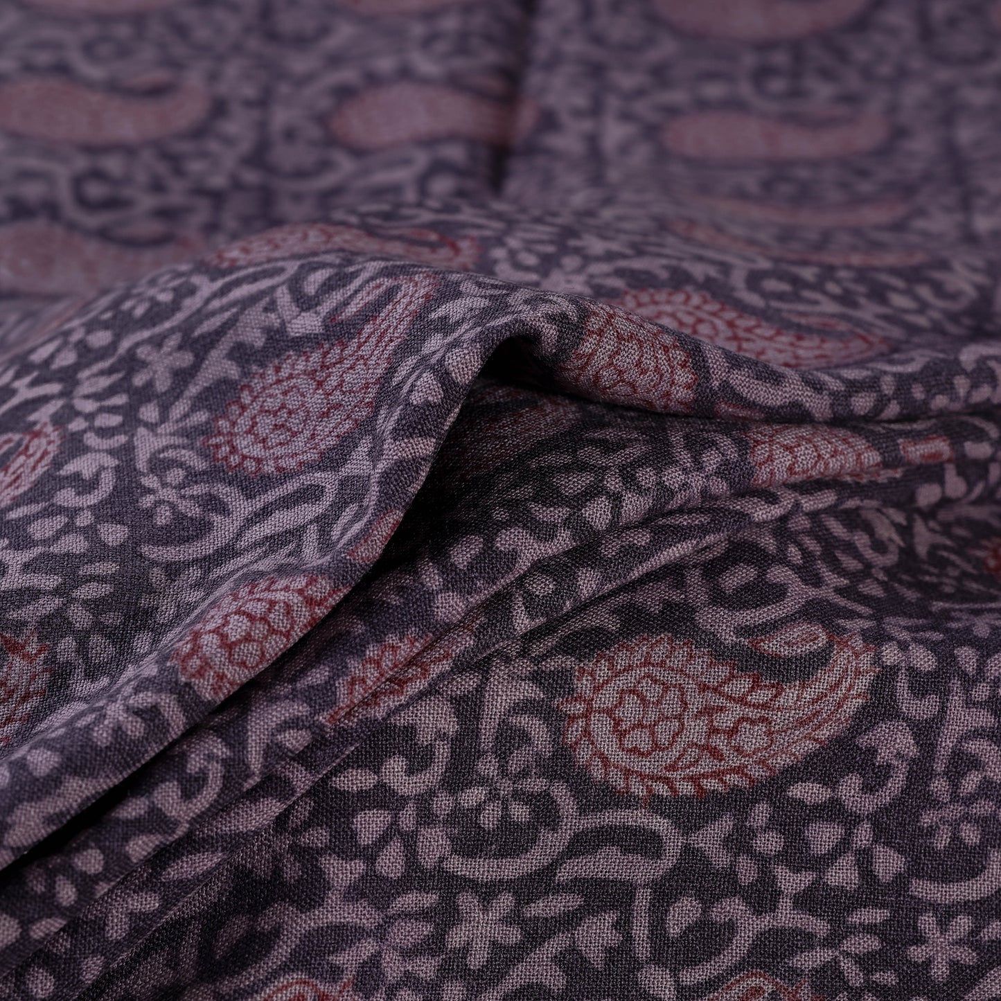 Bagh Hand Block Print Pure Handwoven Merino Wool Natural Dyed Fabric 09
