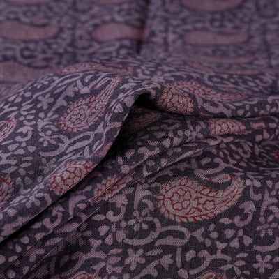 Bagh Hand Block Print Pure Handwoven Merino Wool Natural Dyed Fabric 09