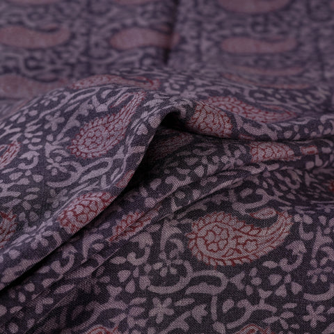 Bagh Hand Block Print Pure Handwoven Merino Wool Natural Dyed Fabric 09