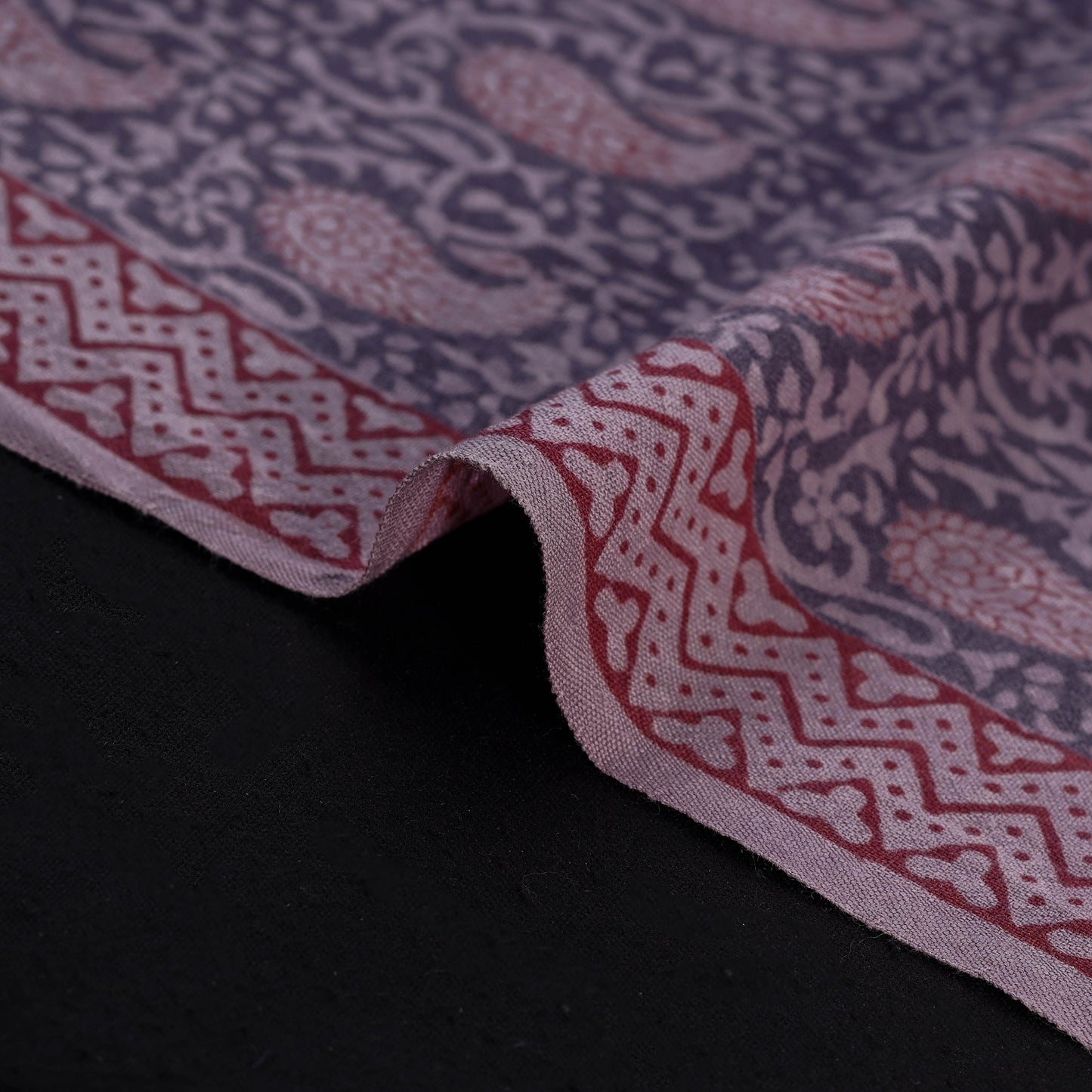 Bagh Hand Block Print Pure Handwoven Merino Wool Natural Dyed Fabric 09