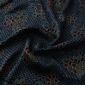 Blue - Ajrakh Hand Block Print Natural Dyed Modal Silk Fabric 56