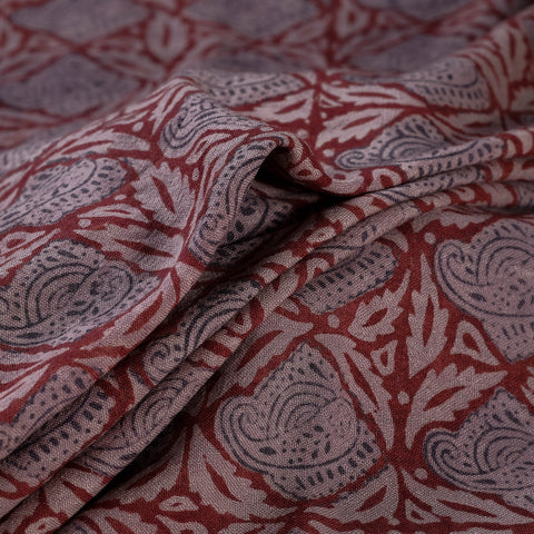 Bagh Hand Block Print Pure Handwoven Merino Wool Natural Dyed Fabric 12