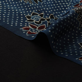 Blue - Ajrakh Hand Block Print Natural Dyed Modal Silk Fabric 56