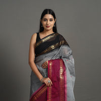 Grey - Kanchipuram Cotton Saree with Buti & Thread Border 37