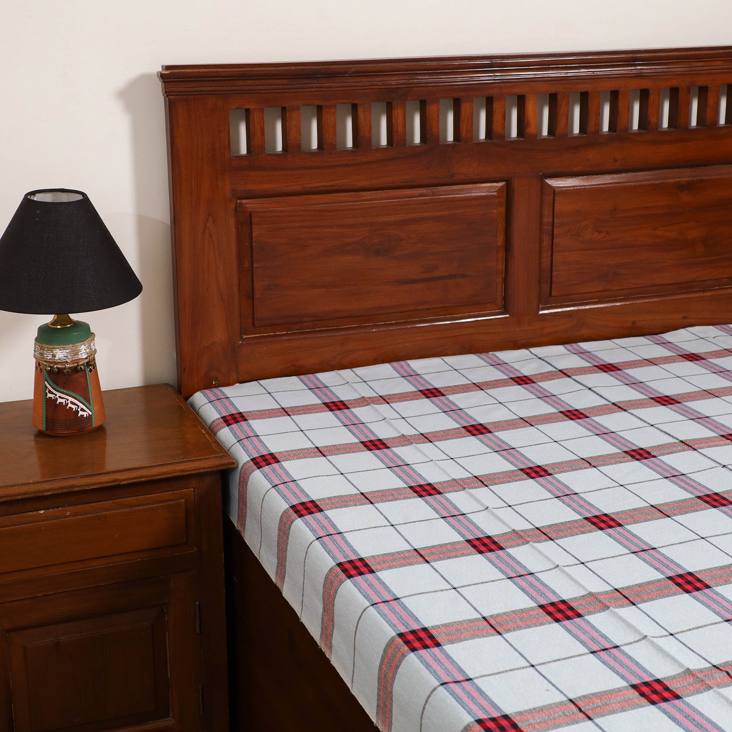 Handloom Cotton Single Bedsheet (90 x 60 in) 227