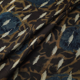 Brown - Ajrakh Hand Block Print Natural Dyed Modal Silk Fabric 58