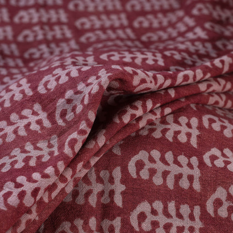 Bagh Hand Block Print Pure Handwoven Merino Wool Natural Dyed Fabric 05