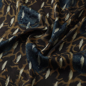 Brown - Ajrakh Hand Block Print Natural Dyed Modal Silk Fabric 58
