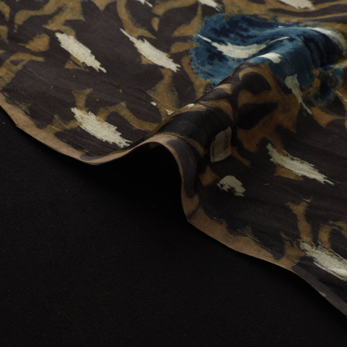 Brown - Ajrakh Hand Block Print Natural Dyed Modal Silk Fabric 58
