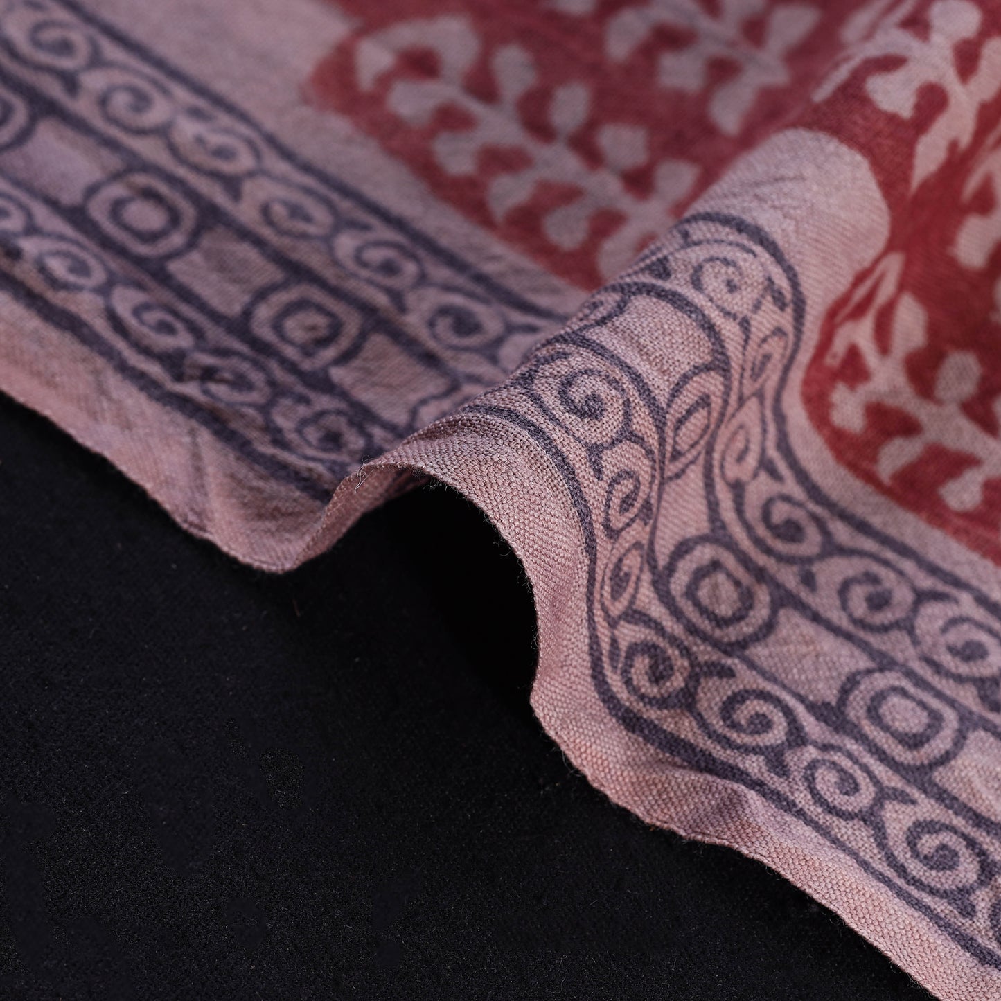 Bagh Hand Block Print Pure Handwoven Merino Wool Natural Dyed Fabric 05