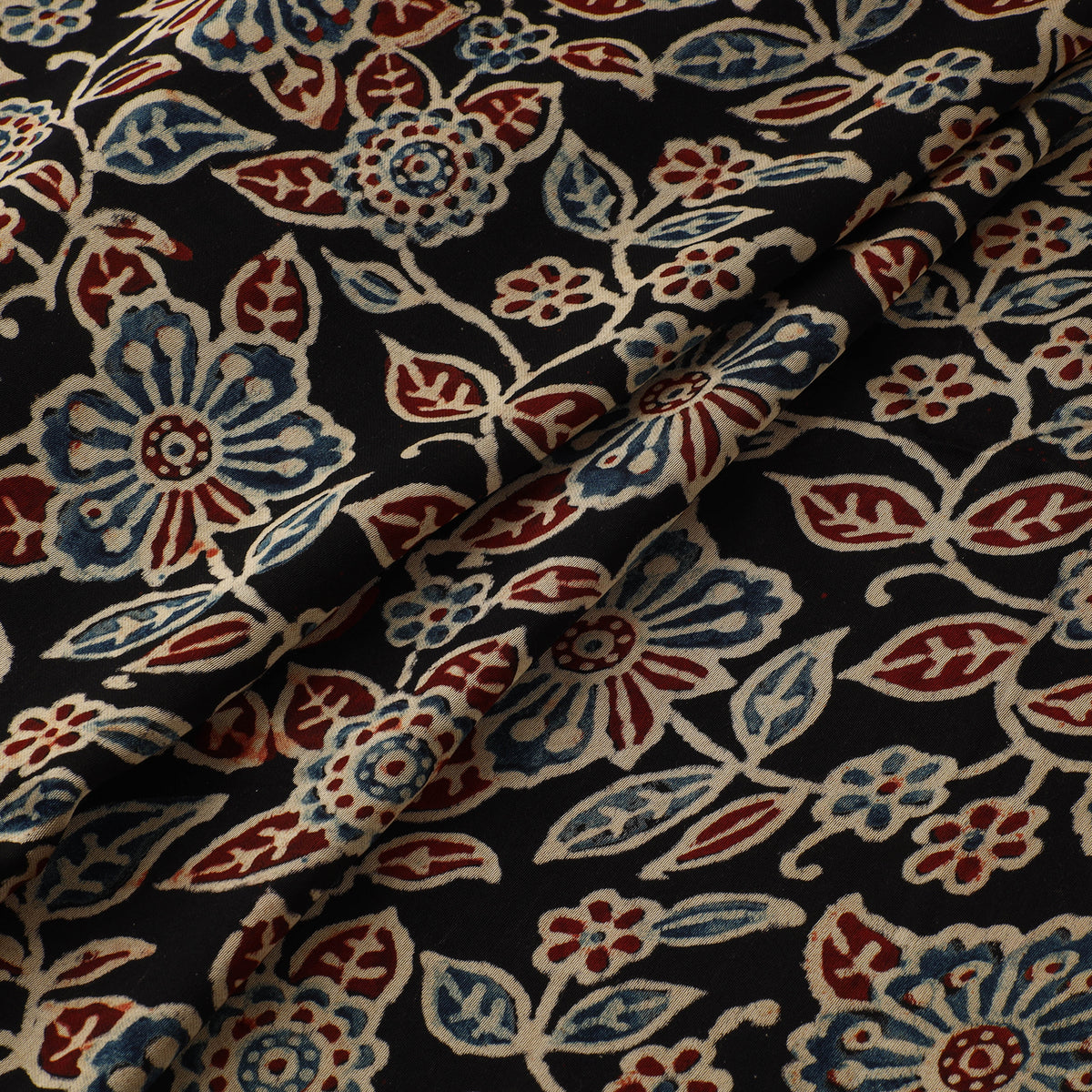Multicolor - Ajrakh Hand Block Print Natural Dyed Modal Silk Fabric 60