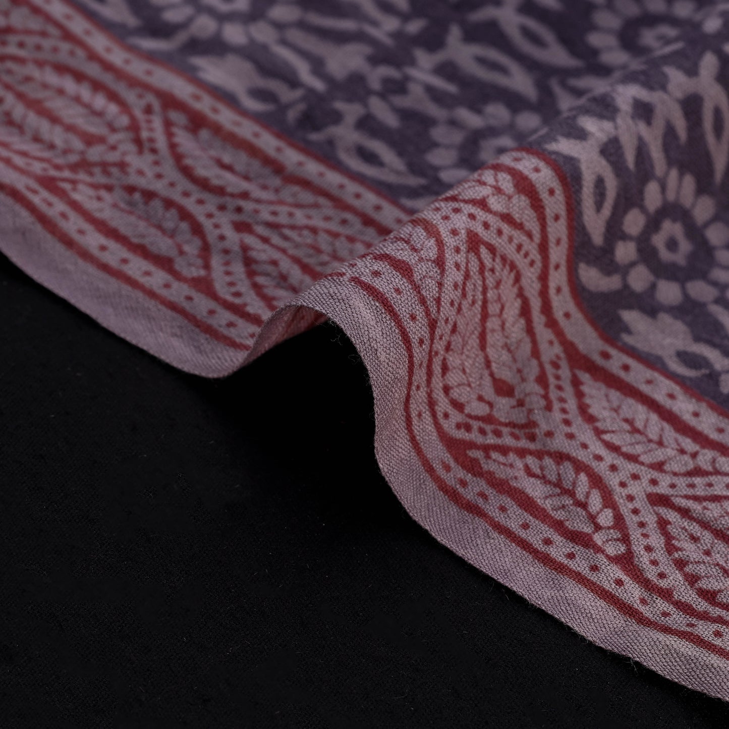 Bagh Hand Block Print Pure Handwoven Merino Wool Natural Dyed Fabric 15