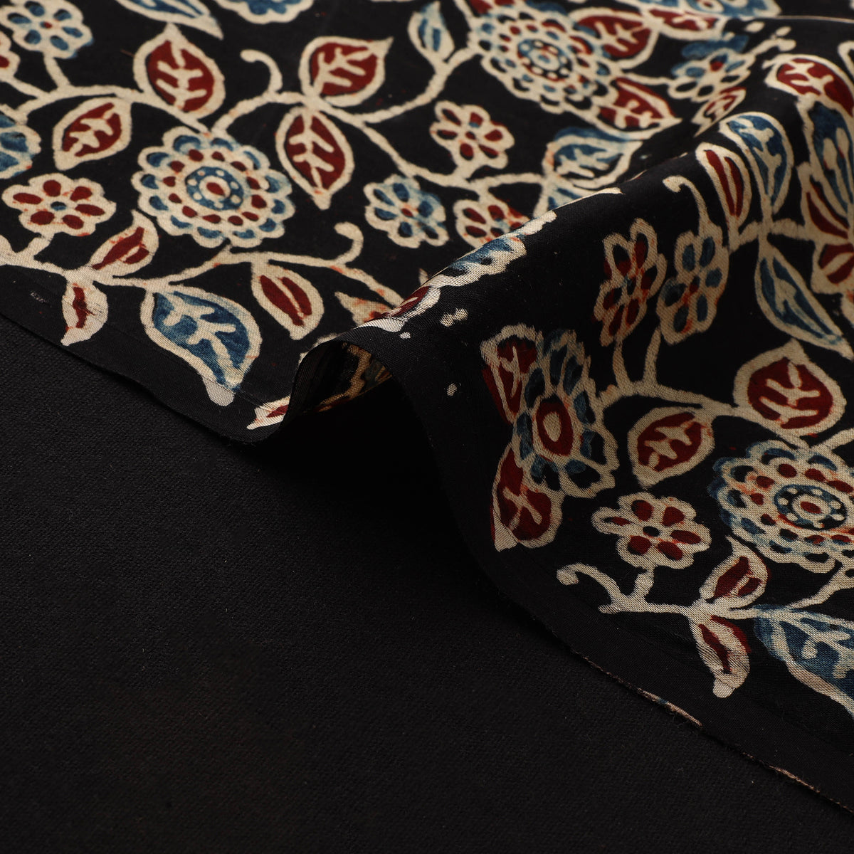 Multicolor - Ajrakh Hand Block Print Natural Dyed Modal Silk Fabric 60
