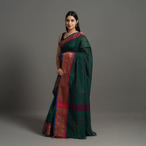 Green - Kanchipuram Cotton Saree with Buti & Thread Border 39