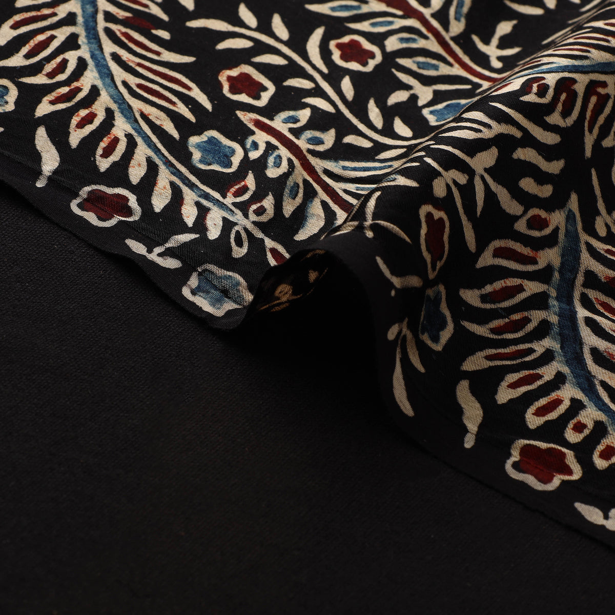 Black - ajrakh hand block print natural dyed modal silk