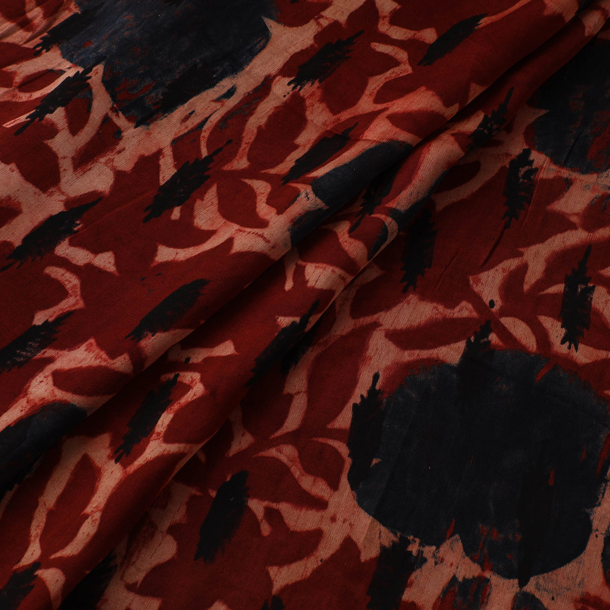 Red - Ajrakh Hand Block Print Natural Dyed Modal Silk Fabric 62